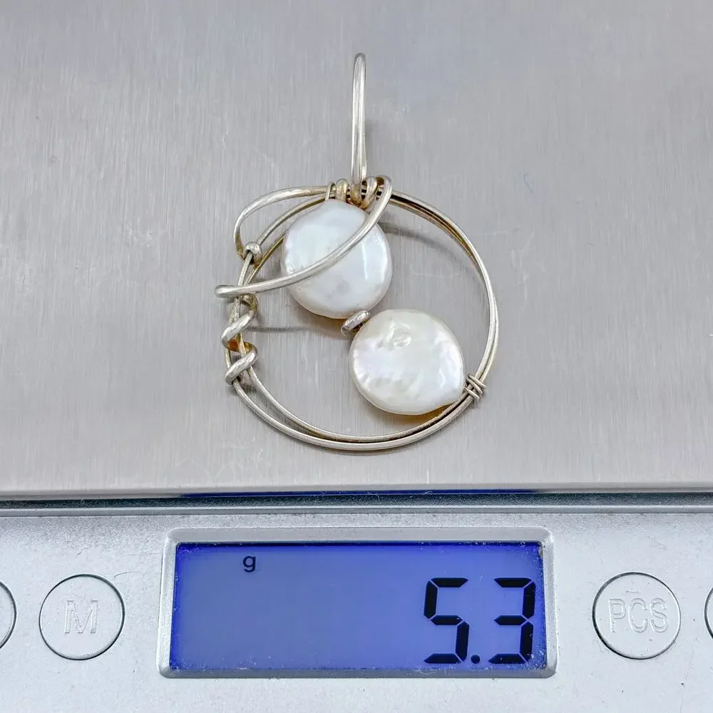 Vintage Sterling Silver 925 Wire Wrapped Pearl Pendant